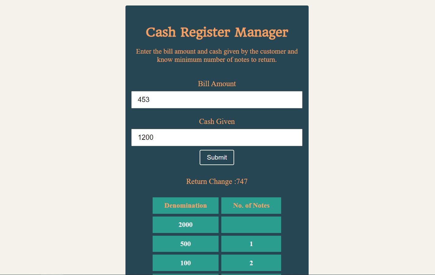 Cash Register Manager